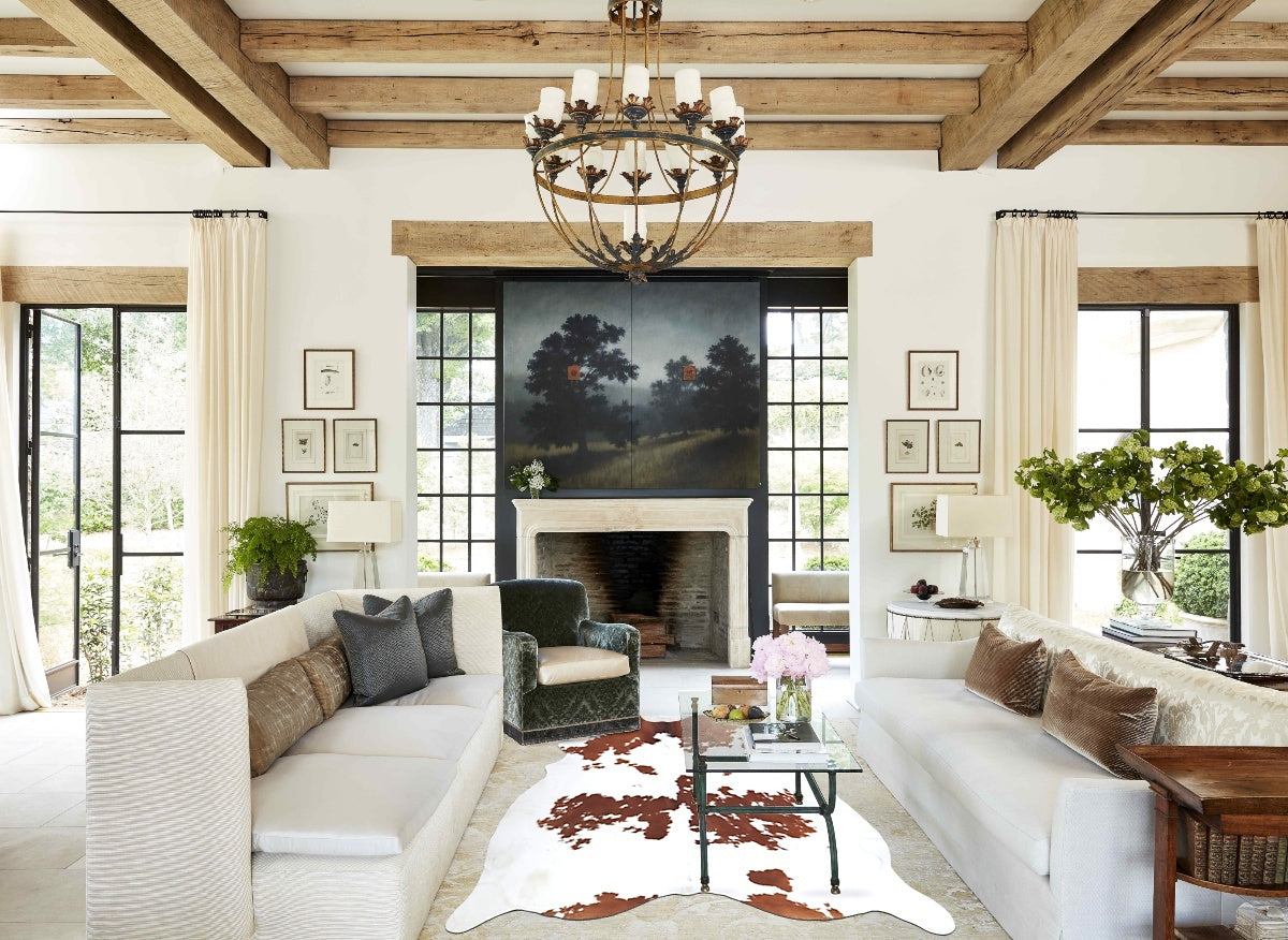 Brown and White X-Large Brazilian Cowhide Rug 7'6"H x 6'5"W #B9464 by Hudson Hides