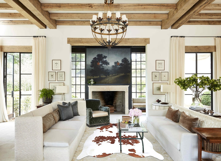 Brown and White X-Large Brazilian Cowhide Rug 7'6"H x 6'5"W #B9464 by Hudson Hides