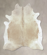 Beige and White X-Large Brazilian Cowhide Rug 7'7"H x 6'4"W #B9499 by Hudson Hides