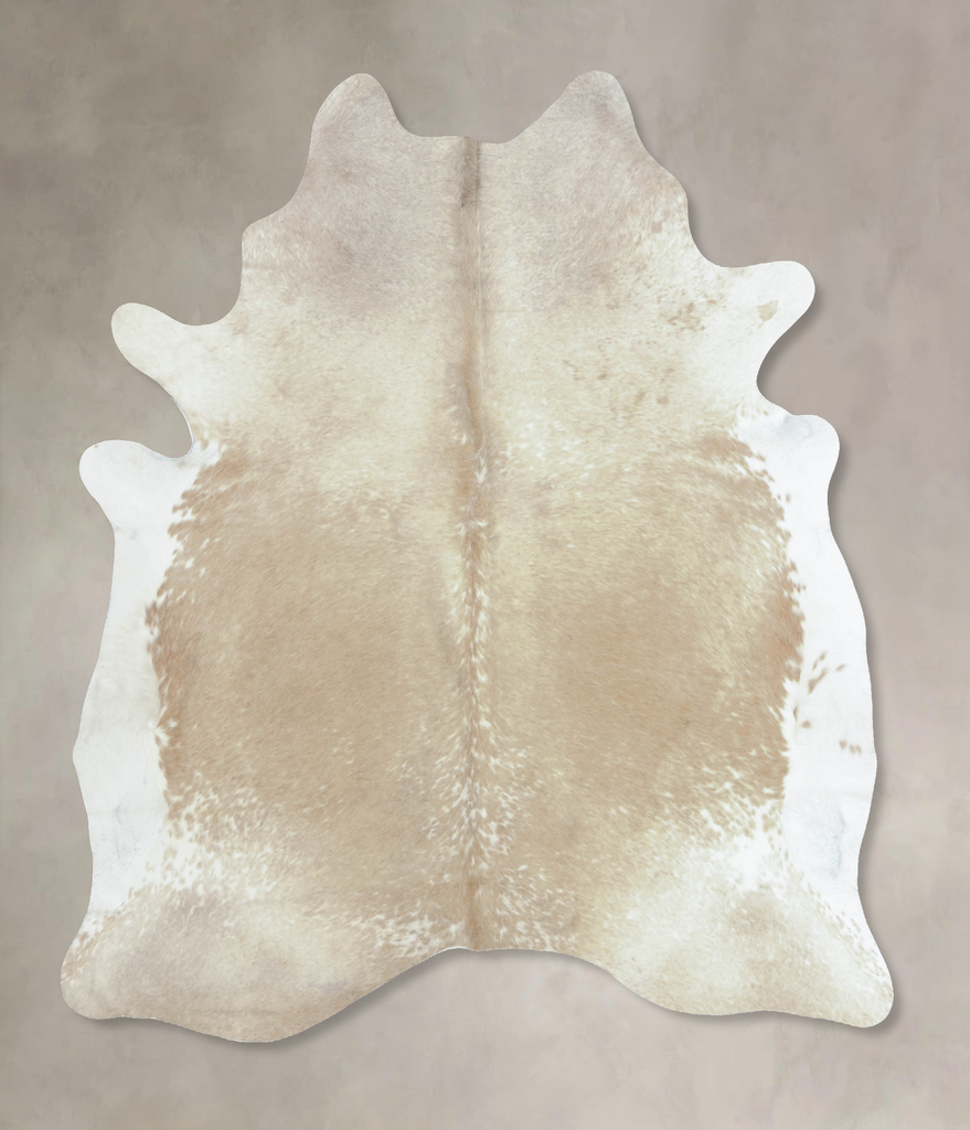 Beige and White X-Large Brazilian Cowhide Rug 7'7"H x 6'4"W #B9499 by Hudson Hides