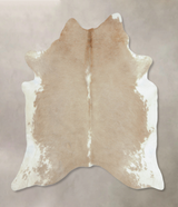 Beige and White XX-Large Brazilian Cowhide Rug 7'10"H x 6'8"W #B9510 by Hudson Hides