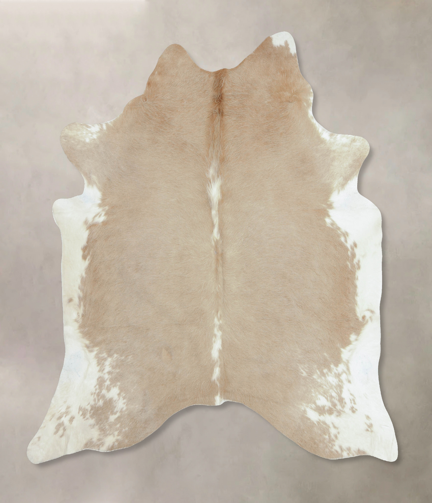Beige and White XX-Large Brazilian Cowhide Rug 7'10"H x 6'8"W #B9510 by Hudson Hides