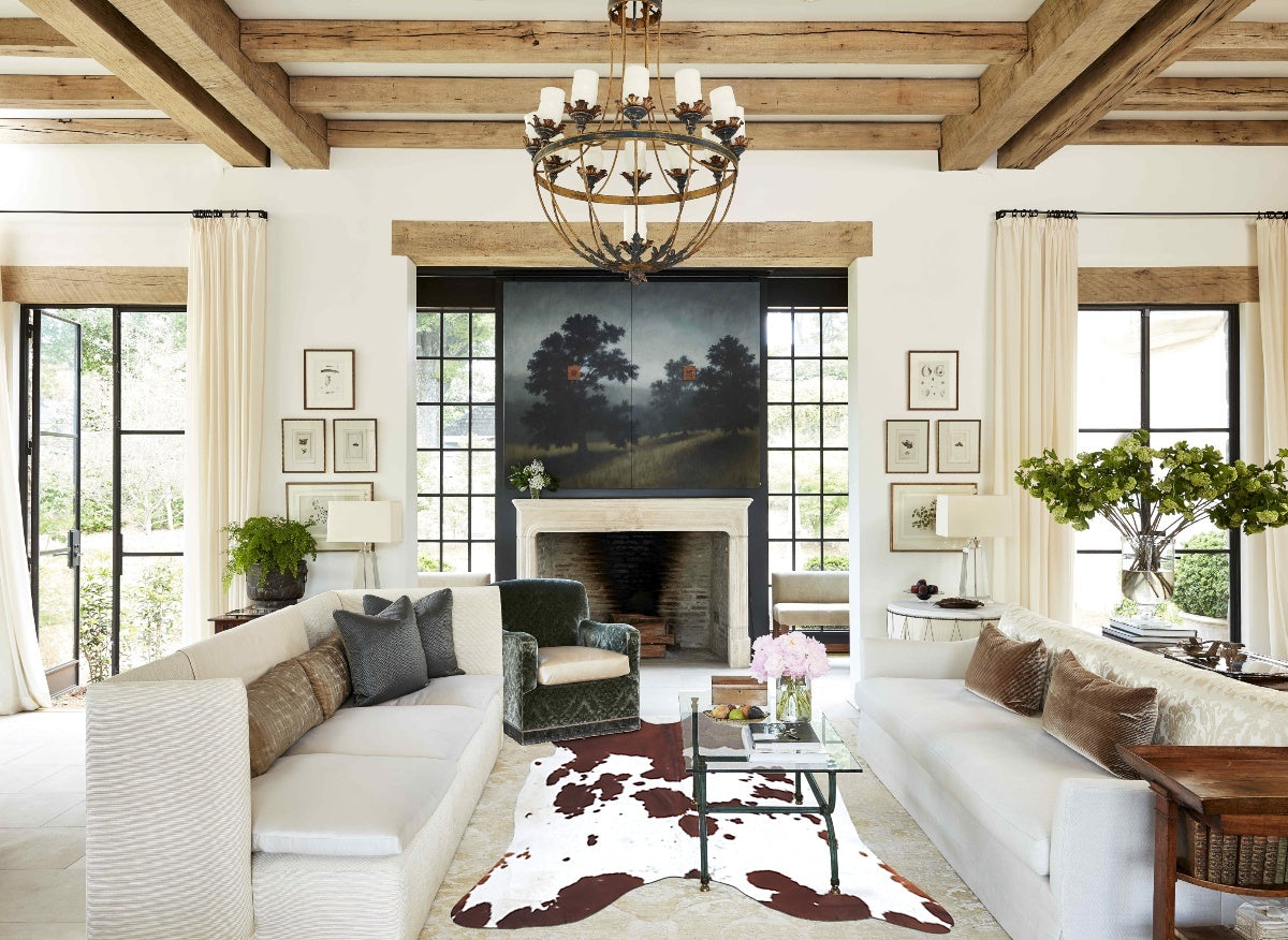 Brown and White X-Large Brazilian Cowhide Rug 6'7"H x 6'3"W #B9515 by Hudson Hides