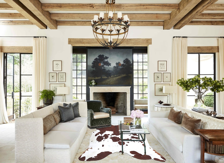 Brown and White X-Large Brazilian Cowhide Rug 6'7"H x 6'3"W #B9515 by Hudson Hides
