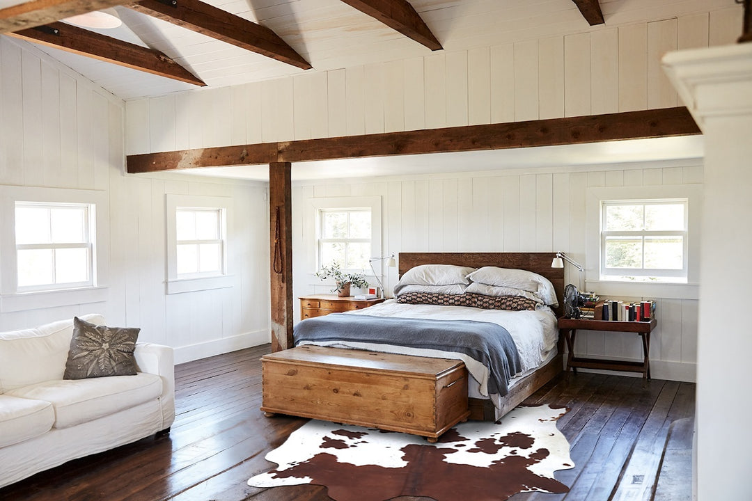 Brown and White X-Large Brazilian Cowhide Rug 6'7"H x 6'3"W #B9515 by 