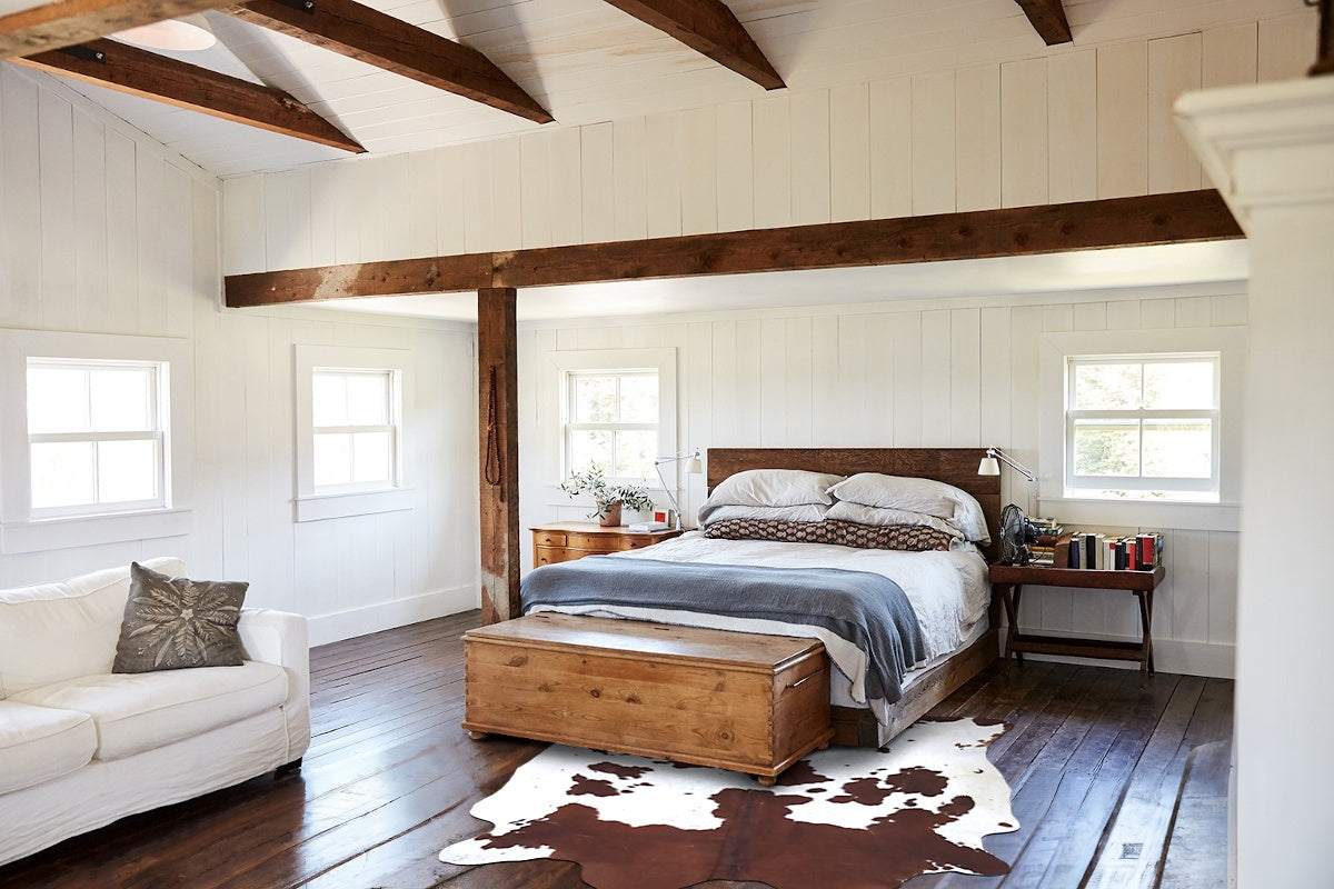 Brown and White X-Large Brazilian Cowhide Rug 6'7"H x 6'3"W #B9515 by Hudson Hides