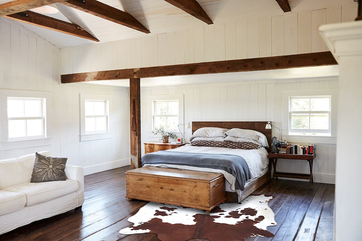 Brown and White X-Large Brazilian Cowhide Rug 6'7"H x 6'3"W #B9515 by Hudson Hides