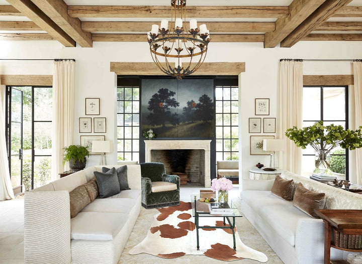 Brown and White X-Large Brazilian Cowhide Rug 7'0"H x 6'2"W #B9519 by Hudson Hides
