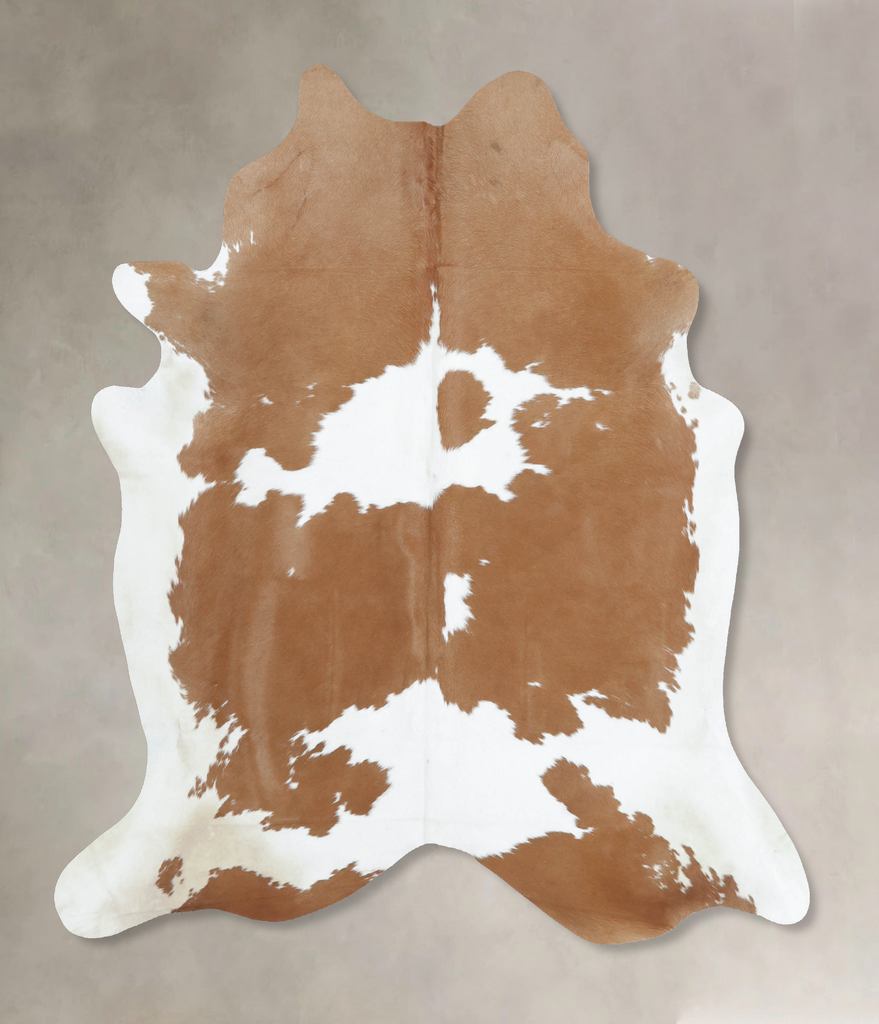Beige and White X-Large Brazilian Cowhide Rug 6'7"H x 6'1"W #B9522 by Hudson Hides