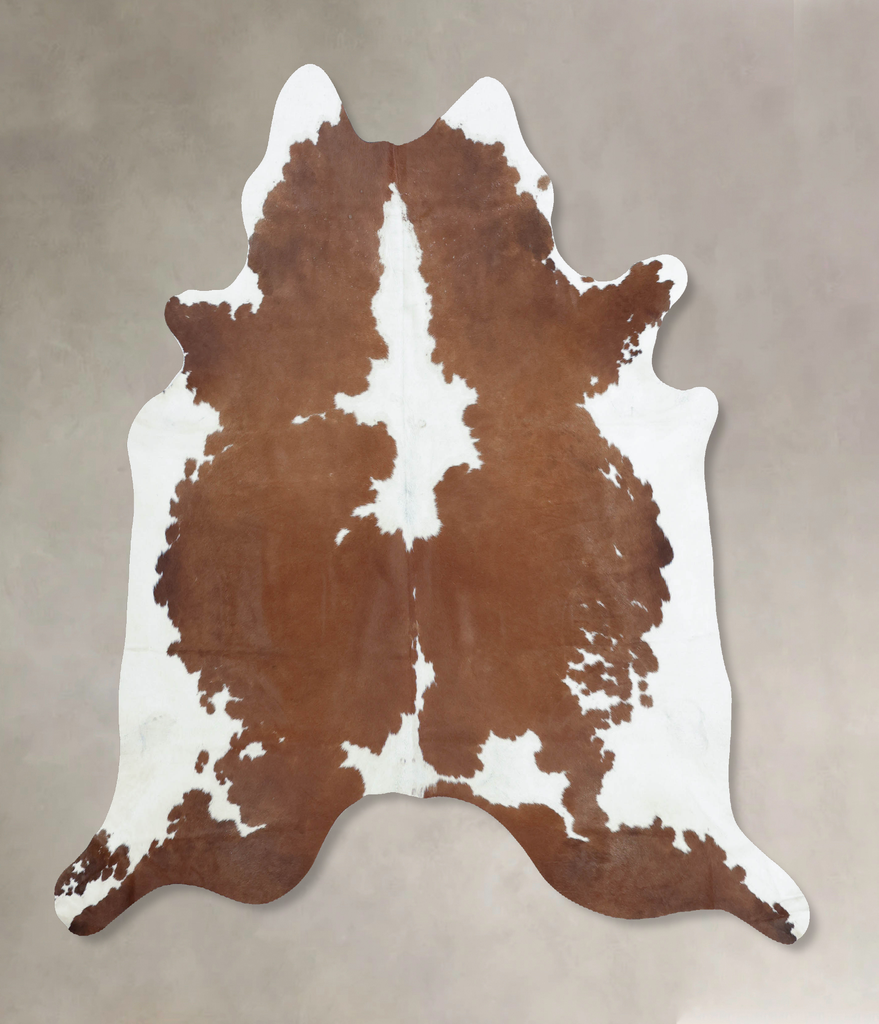 Brown and White X-Large Brazilian Cowhide Rug 6'8"H x 6'5"W #B9524 by Hudson Hides