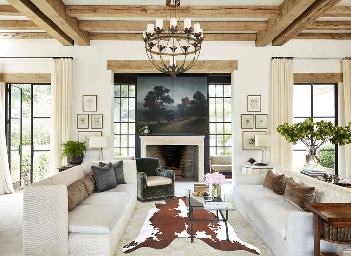 Brown and White X-Large Brazilian Cowhide Rug 6'8"H x 6'5"W #B9524 by Hudson Hides