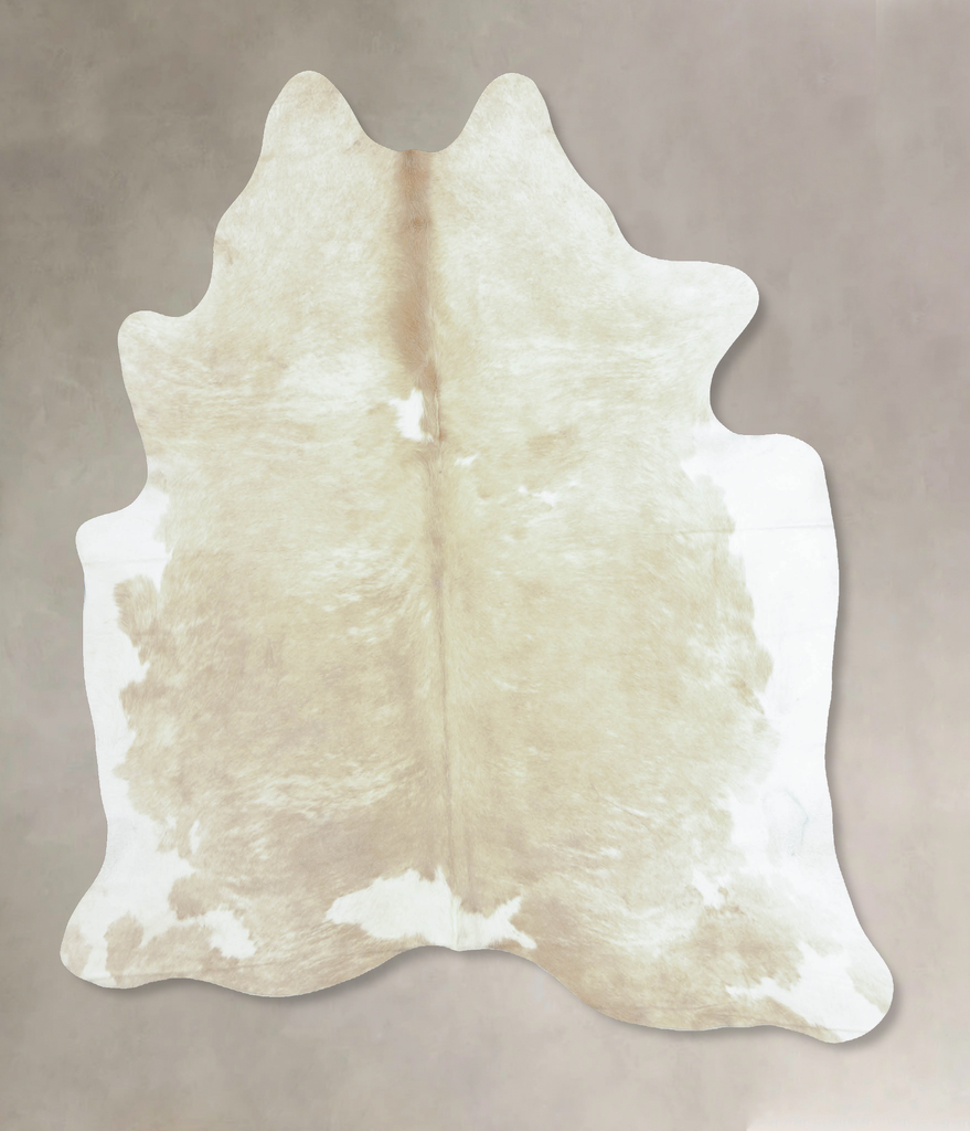 Beige and White XX-Large Brazilian Cowhide Rug 8'0"H x 6'6"W #B9544 by Hudson Hides