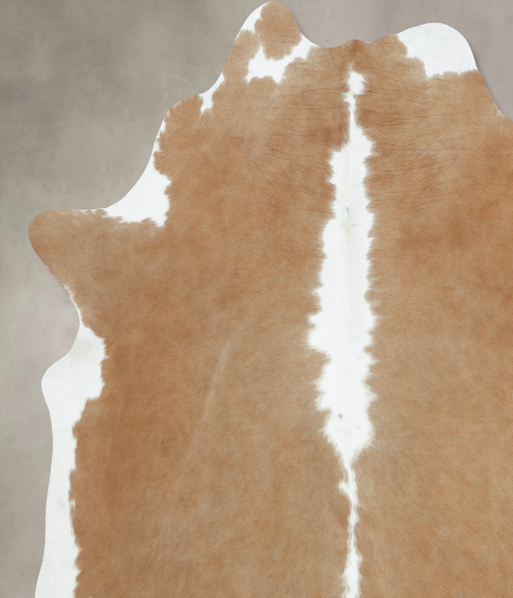 Beige and White XX-Large Brazilian Cowhide Rug 7'10"H x 6'9"W #B9755 by Hudson Hides