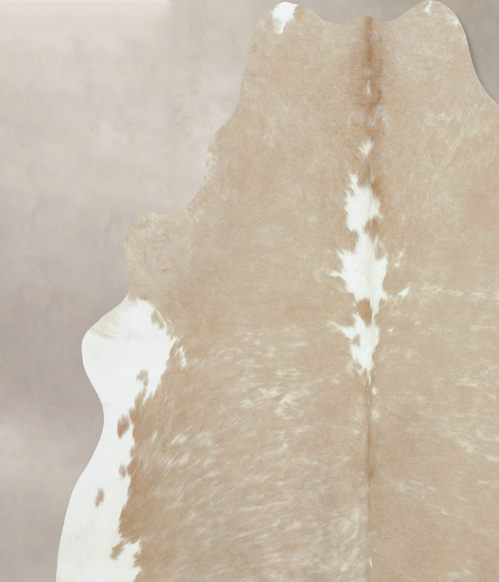 Beige and White XX-Large Brazilian Cowhide Rug 7'6"H x 7'0"W #B9756 by Hudson Hides