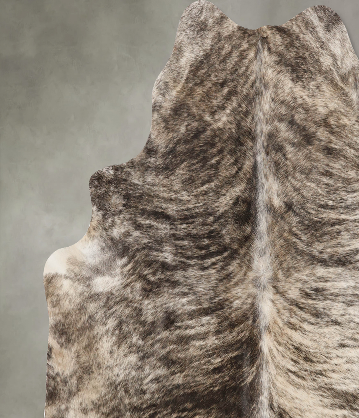 Grey Brindle X-Large Brazilian Cowhide Rug 7'2"H x 6'9"W #B9945 by Hudson Hides