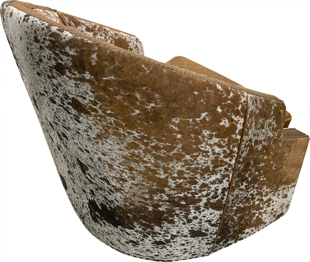 Longhorn Western Cowhide Barrel Swivel Glider