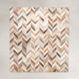 Grey with Beige Chevron Brazilian Cowhide Patchwork Rug by Hudson Hides