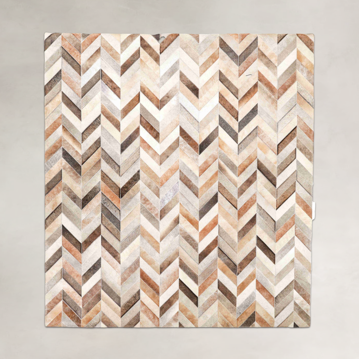 Grey with Beige Chevron Brazilian Cowhide Patchwork Rug by Hudson Hides
