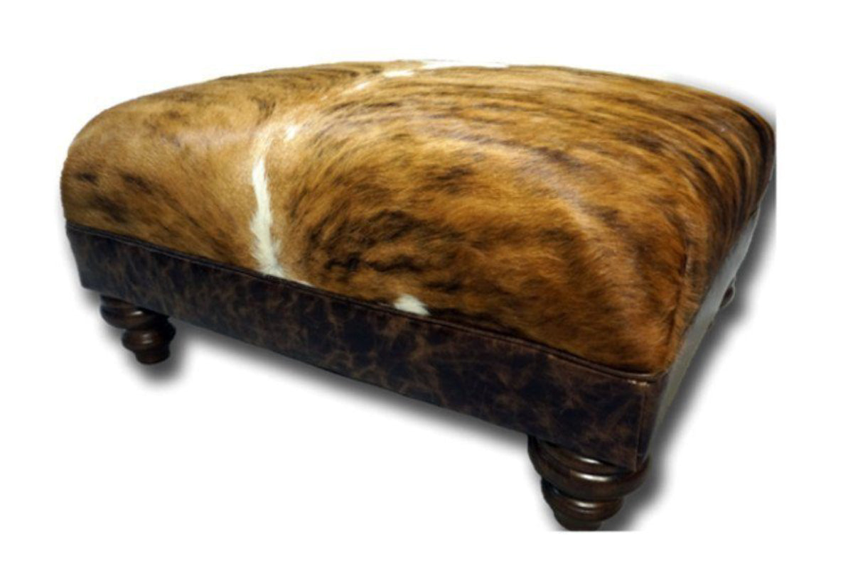 Cowhide Small Roll Top Ottoman