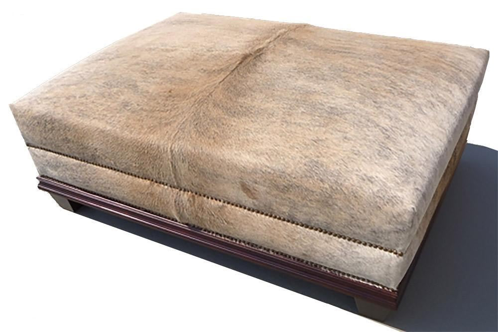 Custom Cowhide Ottoman - Beige Brindle