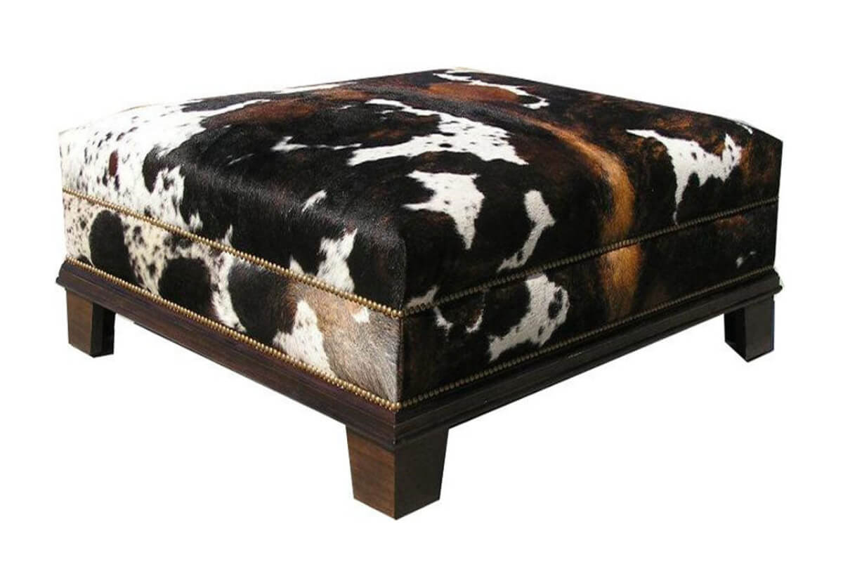 Custom Cowhide Ottoman - Tricolor