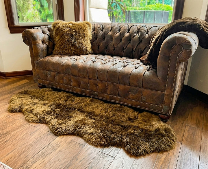 Dark Brown New Zealand Sheepskin 2-Pelt 2' x 6' by Hudson Hides