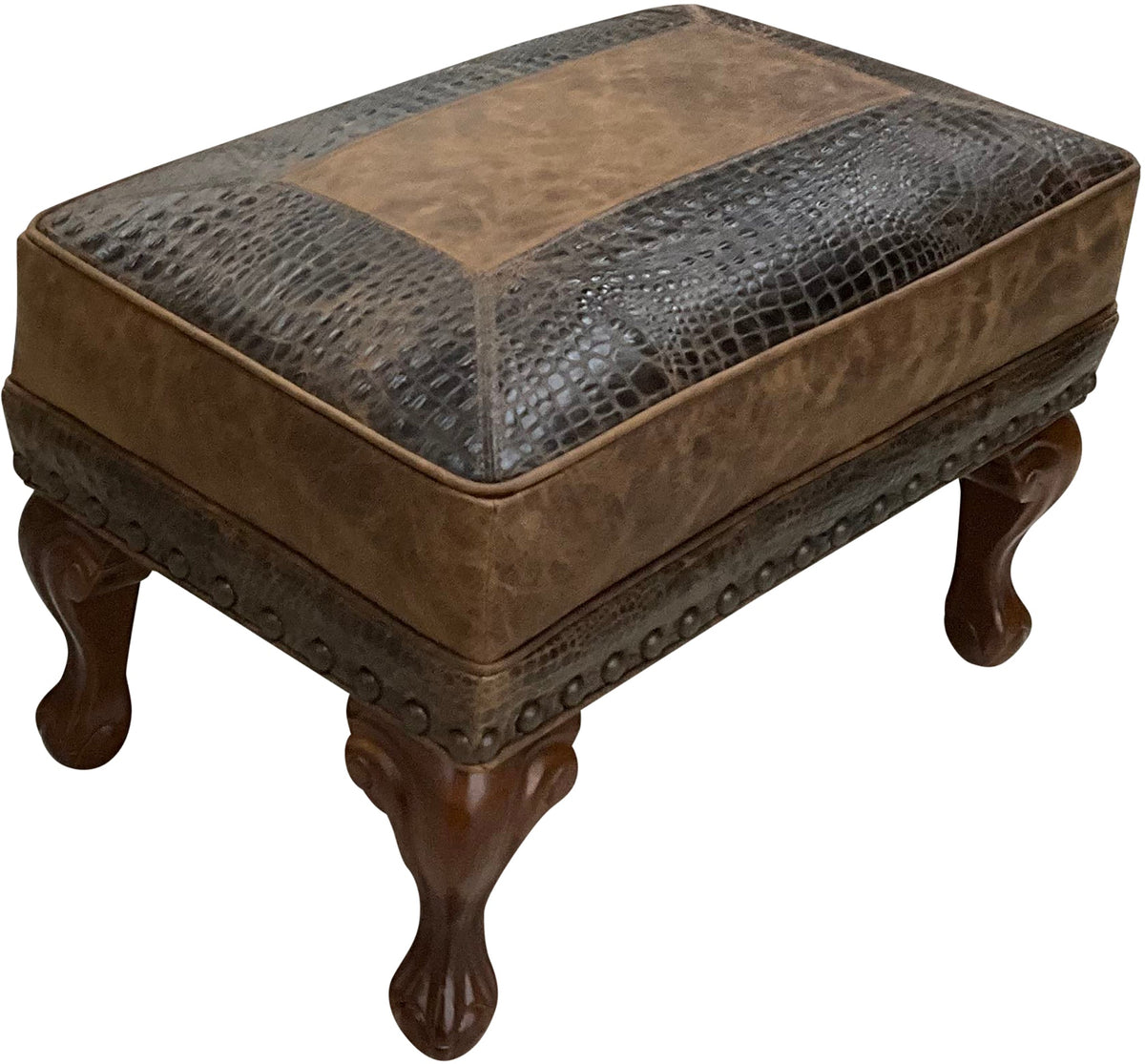 Walnut Crest Ottoman - 27 " x 17"