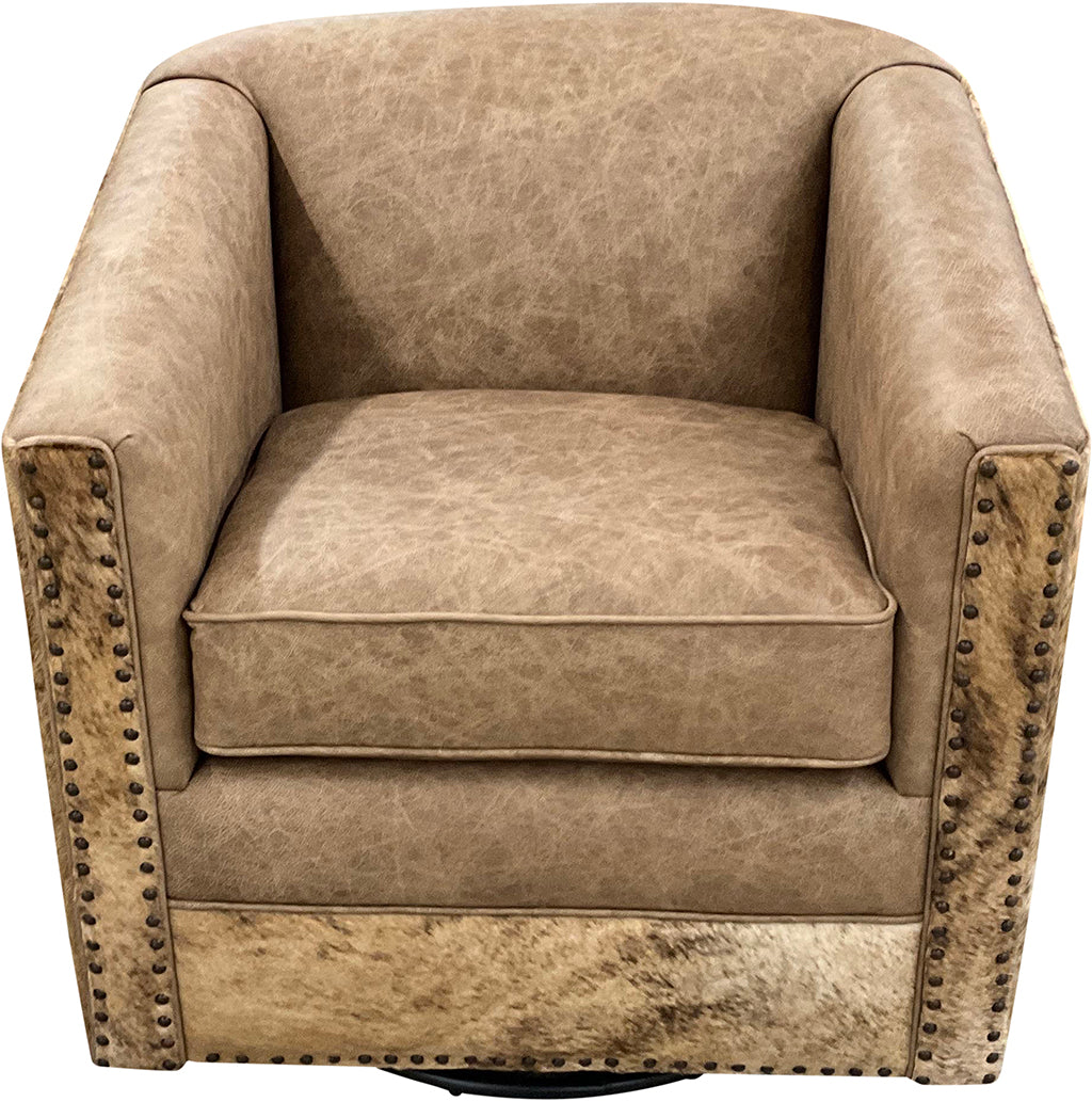 Palomino Mustang Western Cowhide Swivel Glider