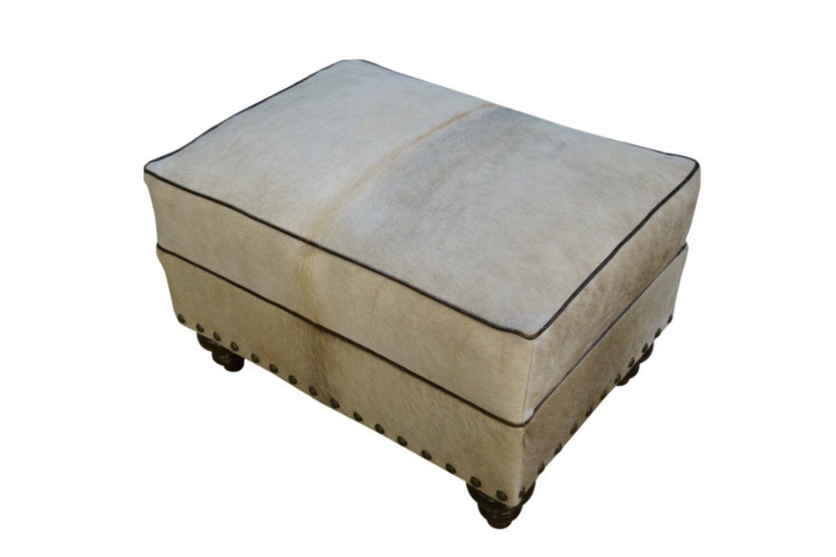 Mountain Modern White Cowhide Ottoman