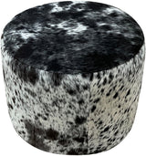 Black & White Speckled Barrel Ottoman - 18" Round