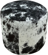 Black & White Speckled Barrel Ottoman - 18" Round