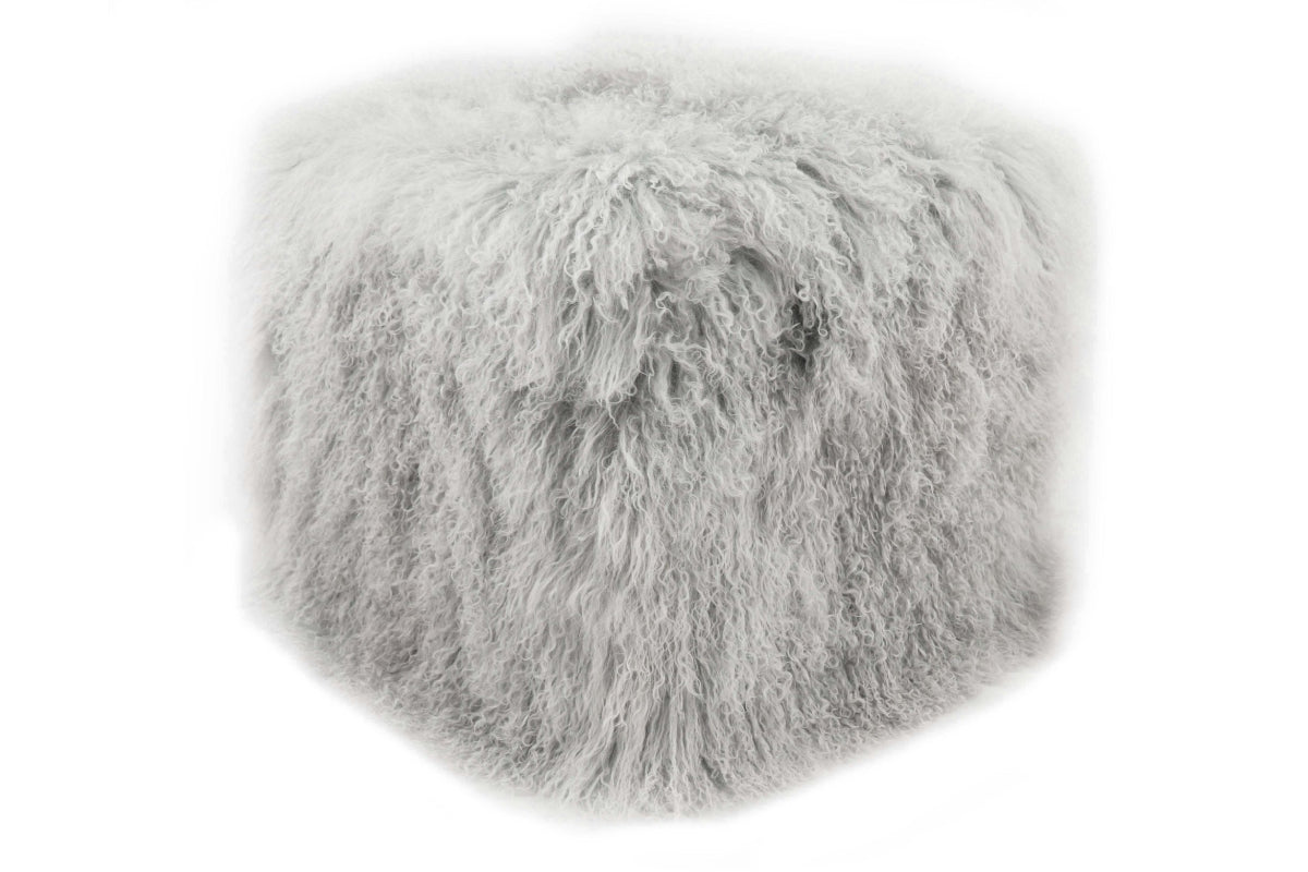 Tibetan Square 18" Pouf Ottoman Ash Grey