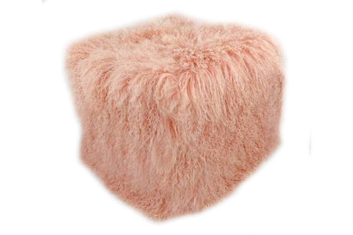 Tibetan Square 18" Pouf Ottoman Blush