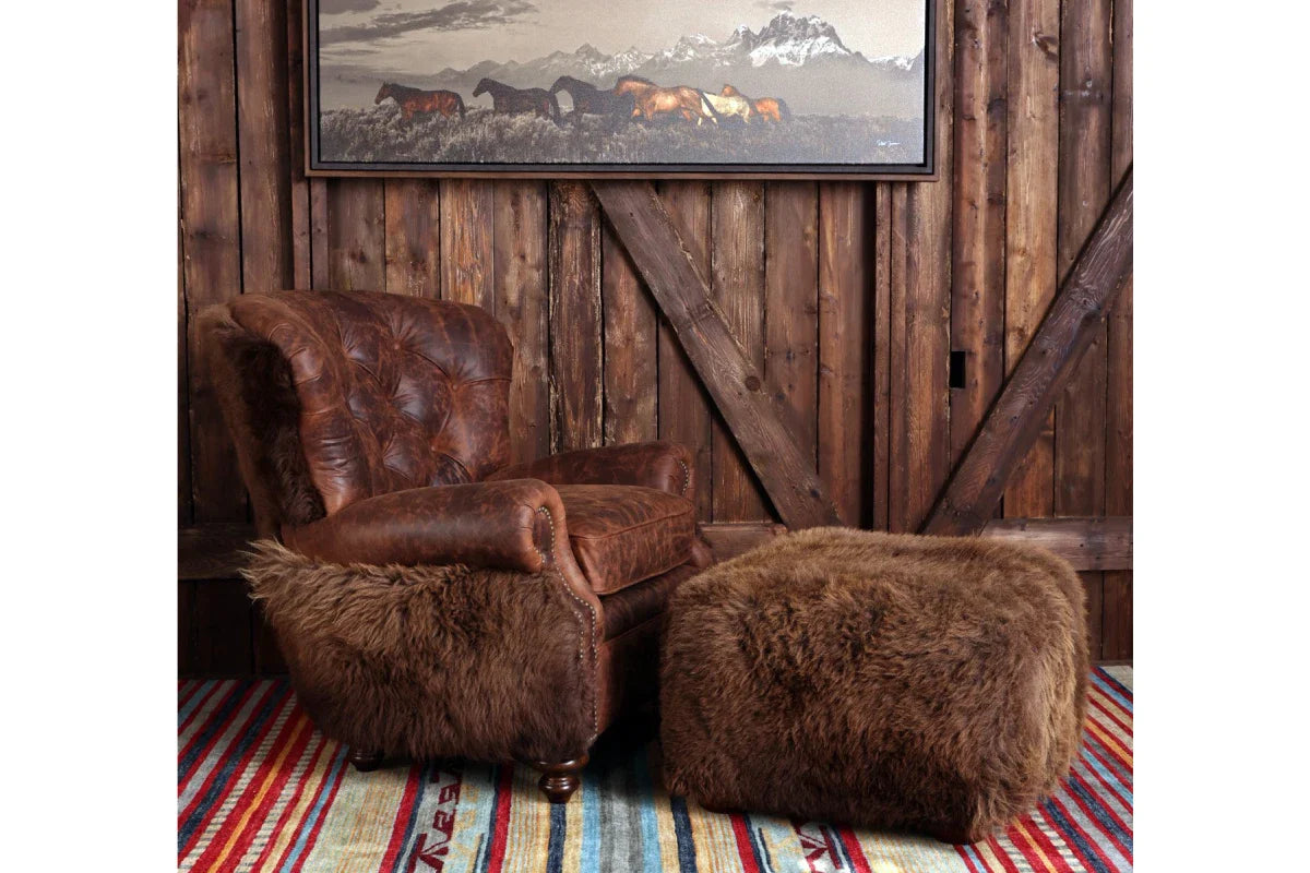Yellowstone Buffalo Ottoman - 26" x 24"
