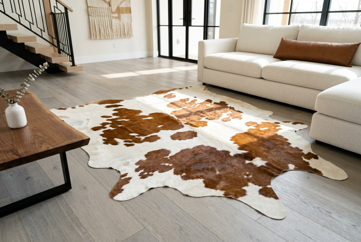 Beige & White Cowhide Rugs