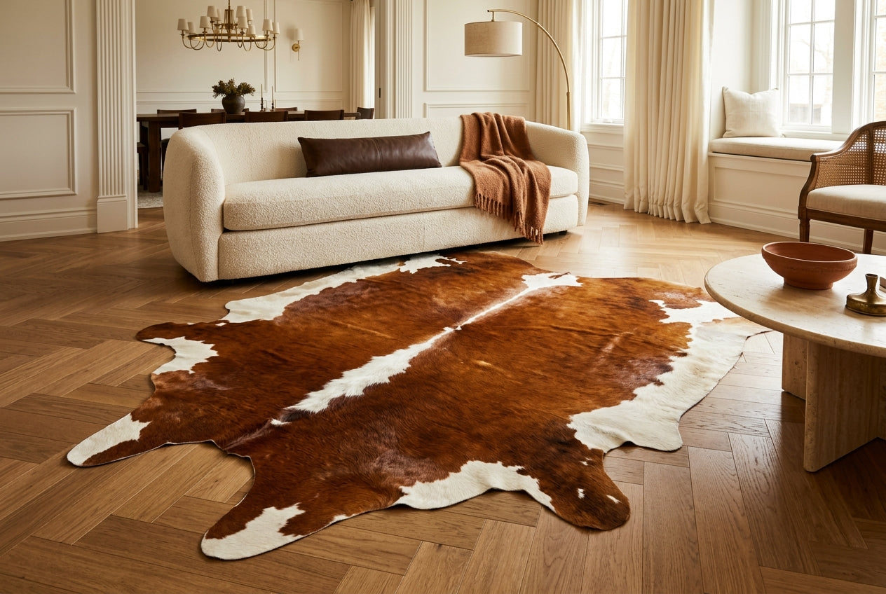 Brown and White Exotic Cowhide Rugs
