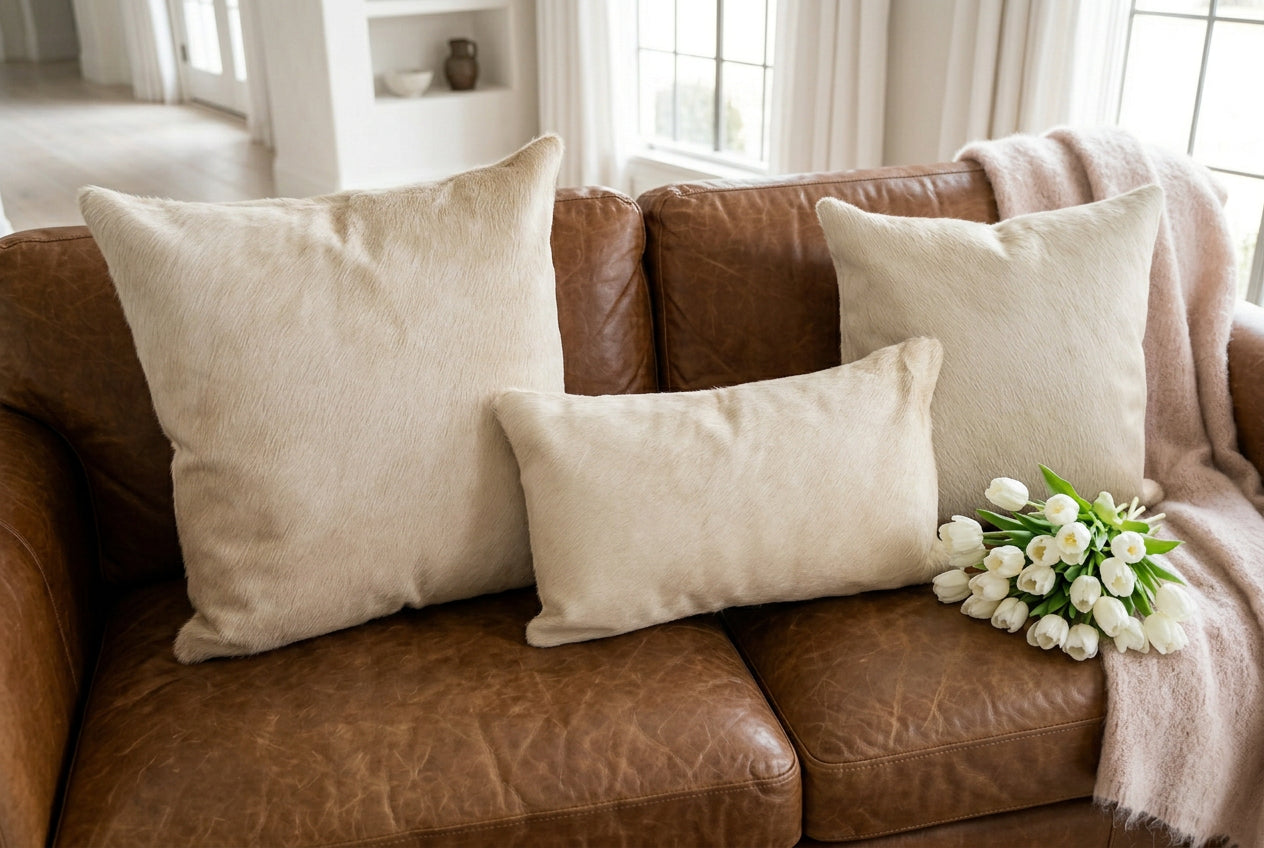 Champagne Cowhide Pillows
