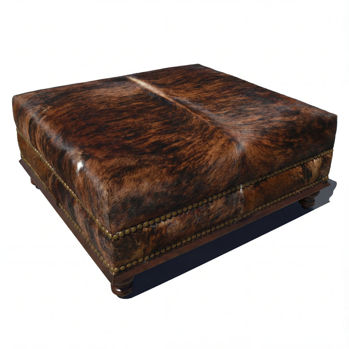Custom Cowhide Ottoman - Dark Brindle