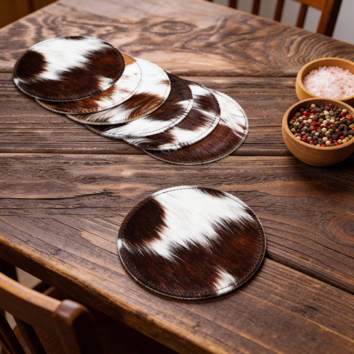 Cowhide Coasters - Brindle / Tricolor Assorted