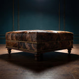 Custom Cowhide Ottoman - Dark Brindle