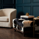 Custom Cowhide Ottoman - Black and White