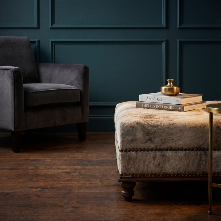 Custom Cowhide Ottoman - Light Brindle