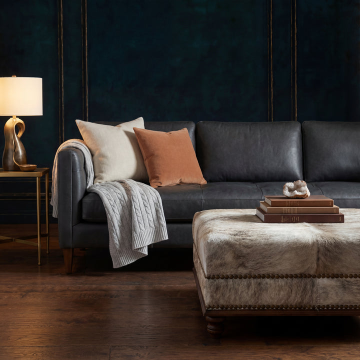 Custom Cowhide Ottoman - Light Brindle