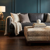 Custom Cowhide Ottoman - Beige Brindle