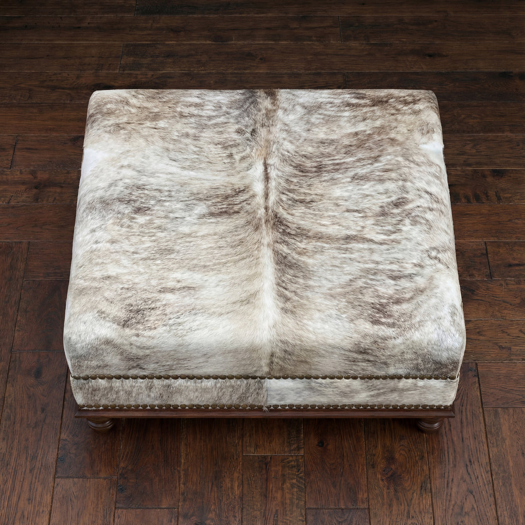 Custom Cowhide Ottoman - Light Brindle