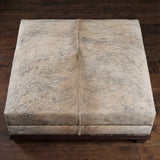Custom Cowhide Ottoman - Beige Brindle