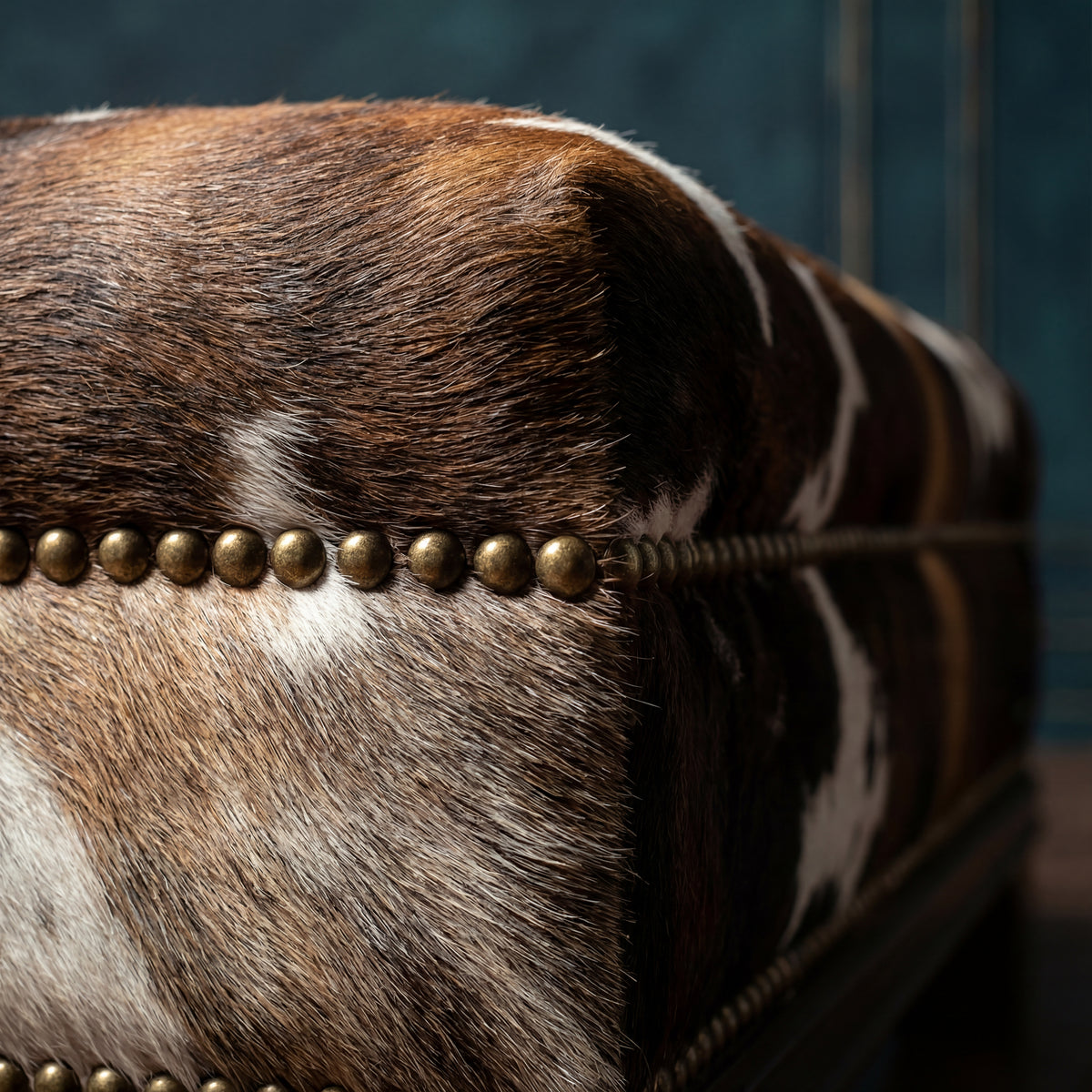 Custom Cowhide Ottoman - Tricolor