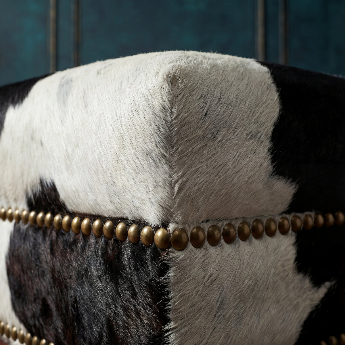Custom Cowhide Ottoman - Black and White