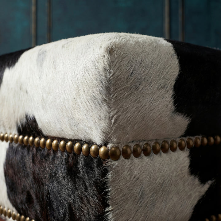 Custom Cowhide Ottoman - Black and White