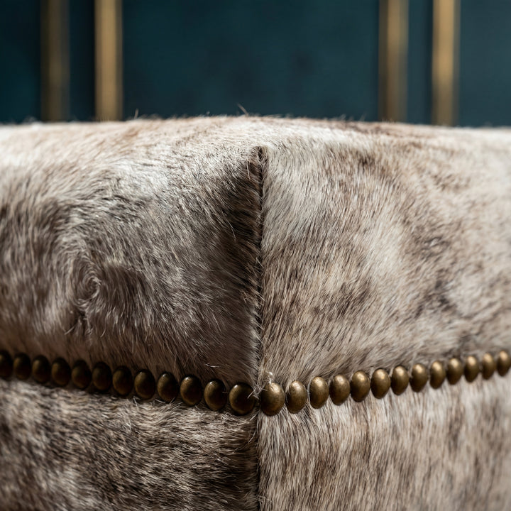 Custom Cowhide Ottoman - Light Brindle